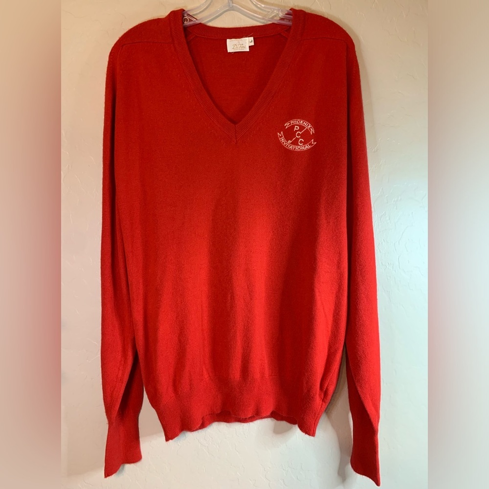 Vintage Di Fini Golf Sweater 1970's Retro Soft Red‎ Phoenix Invitational L 0266